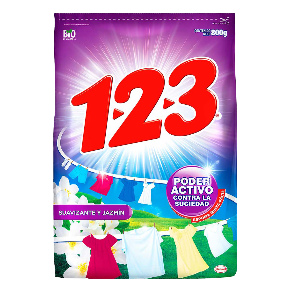 Detergente en Polvo 123 800g